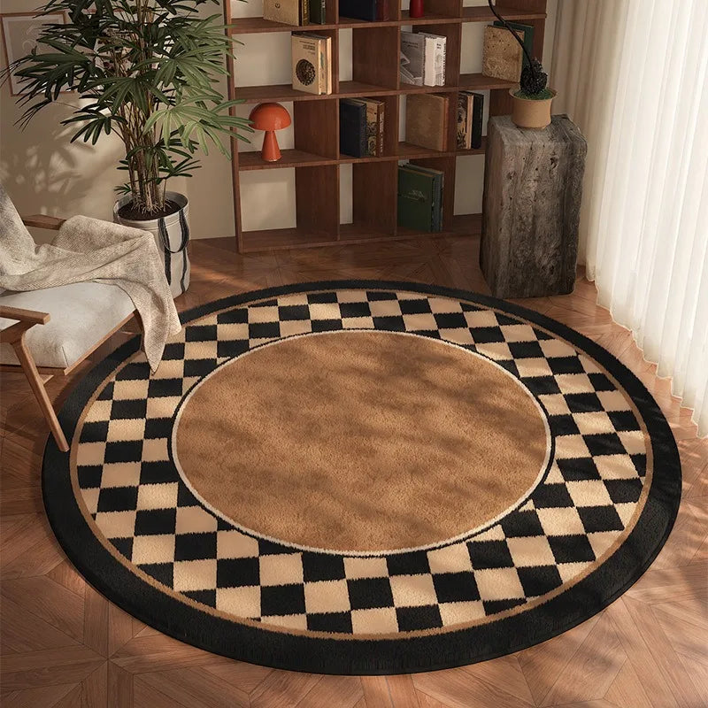 Classic Checkerboard Round Rug
