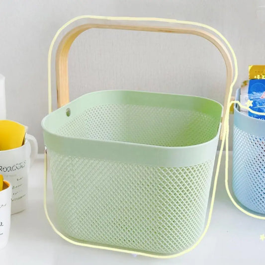 Large Capacity Plastic Storage Basket with Handle