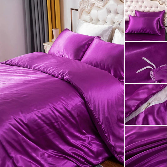 Soft Silky Duvet Cover Set with Zipper & Corner Ties