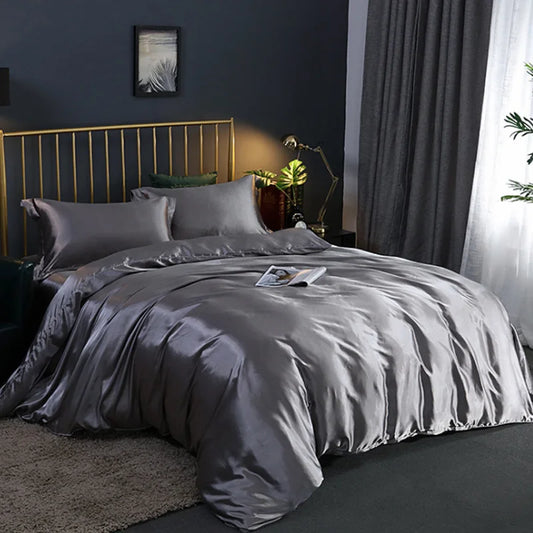 Soft Silky Duvet Cover Set with Zipper & Corner Ties