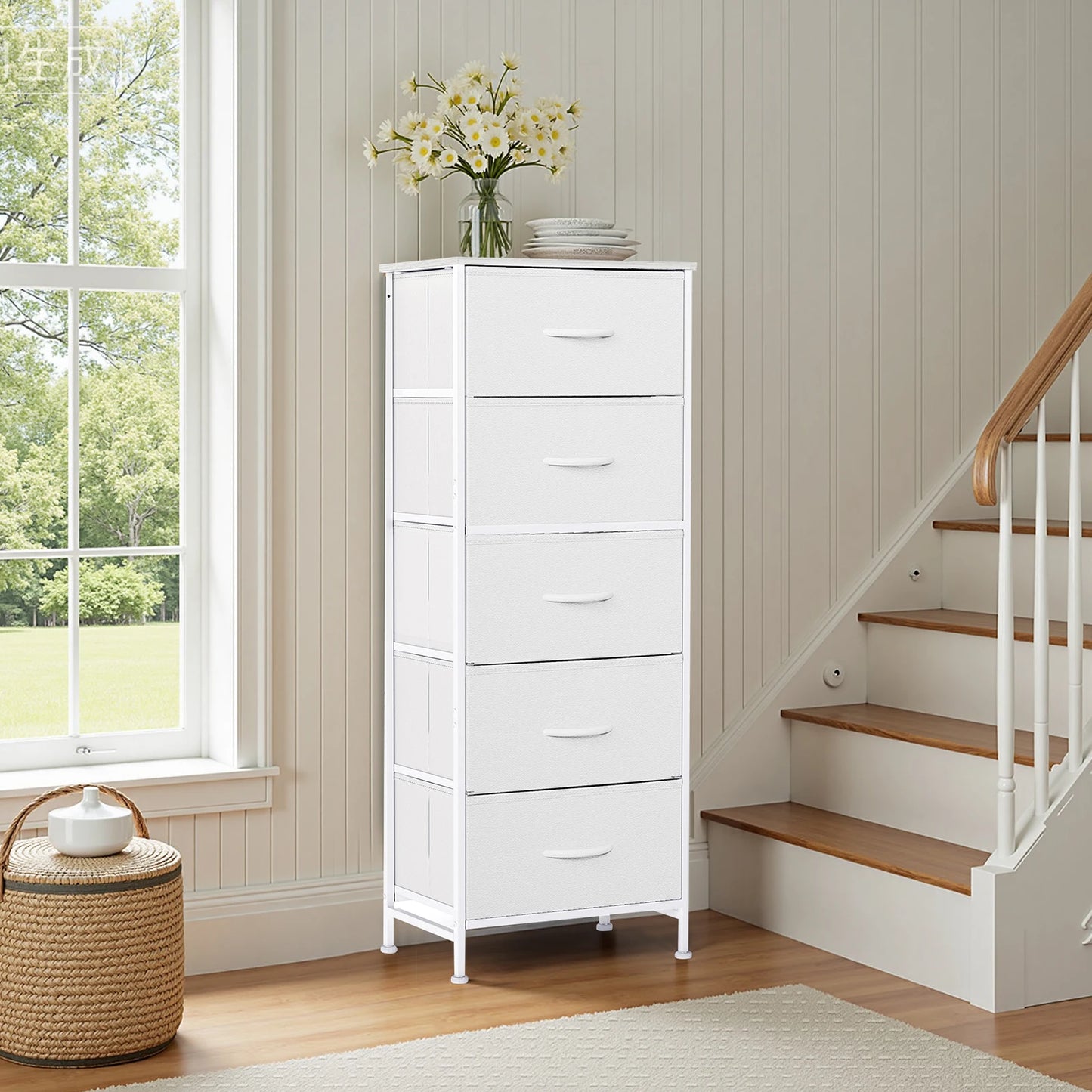 5-Drawer Fabric Dresser & Nightstand