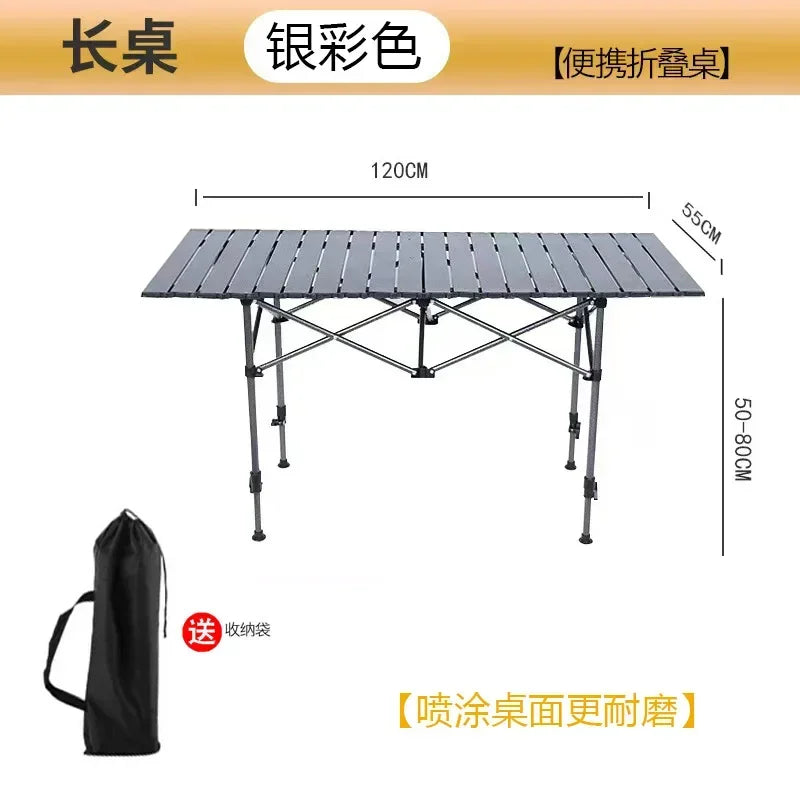 Adjustable Folding Camping Table with Storage Pocket