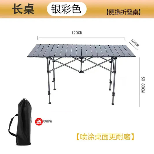 Adjustable Folding Camping Table with Storage Pocket