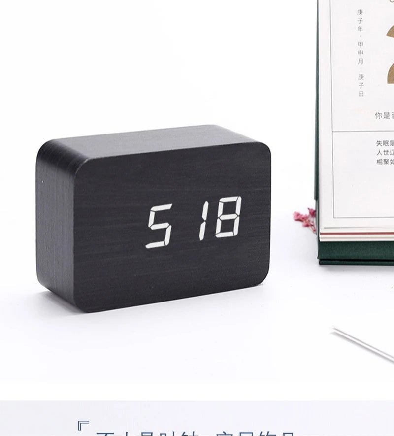 LED Wooden Digital Alarm Clock
