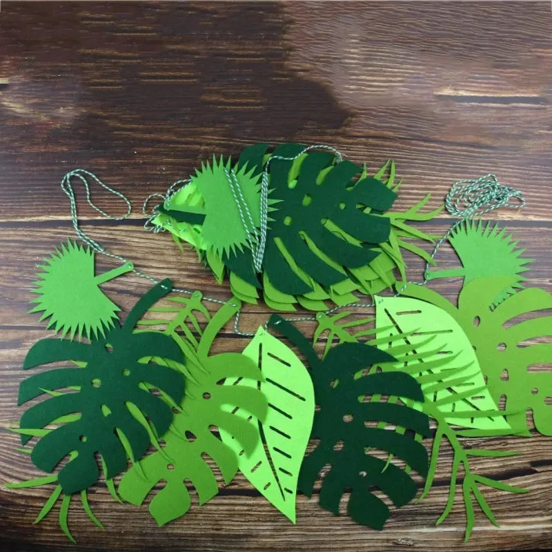 Tropical Turtle Leaf Banner Luau Party Garland