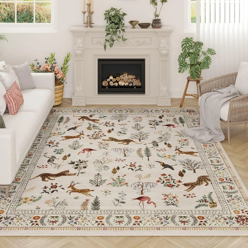 Blue Cat Print Non-Slip Rug