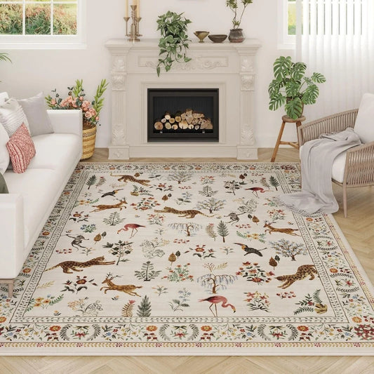 Blue Cat Print Non-Slip Rug