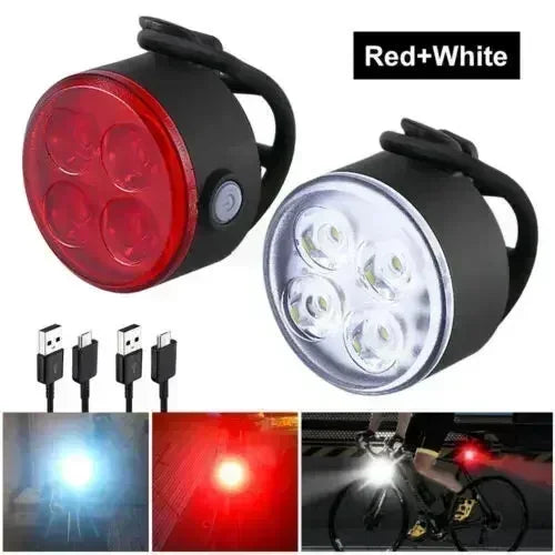 USB Rechargeable Waterproof Bike Light Set