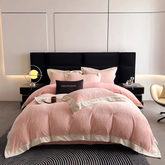 Luxury Carved Velvet Jacquard Duvet Cover Set