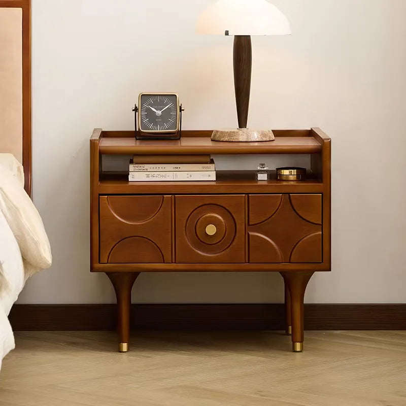 Solid Wood Bedside Table with Drawers
