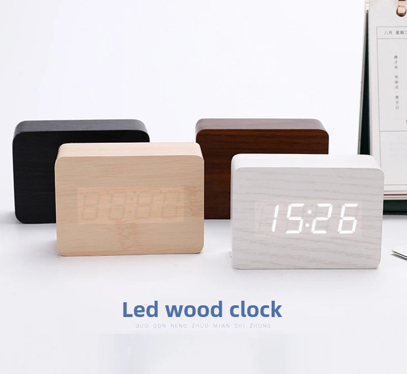 LED Wooden Digital Alarm Clock
