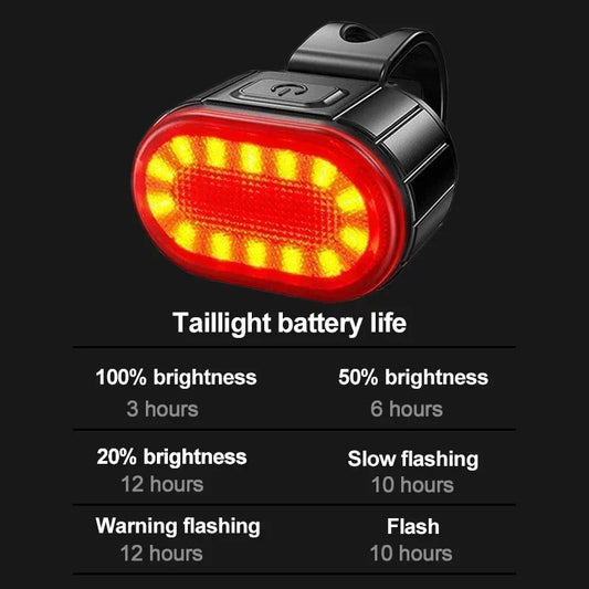 USB Rechargeable Waterproof Bike Light Set