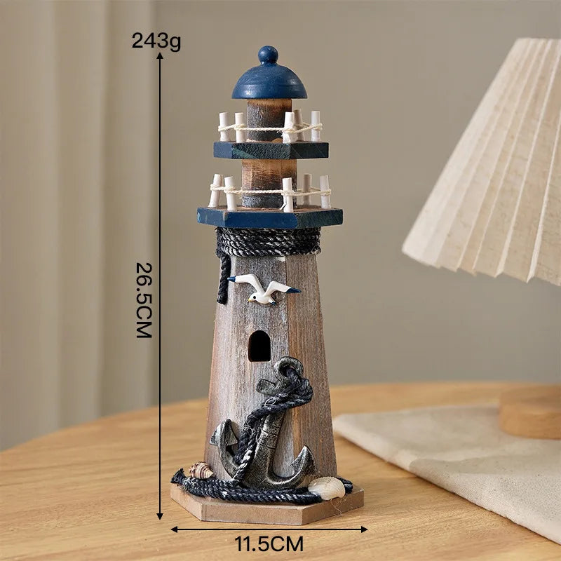 Mediterranean Wooden Lighthouse Decor