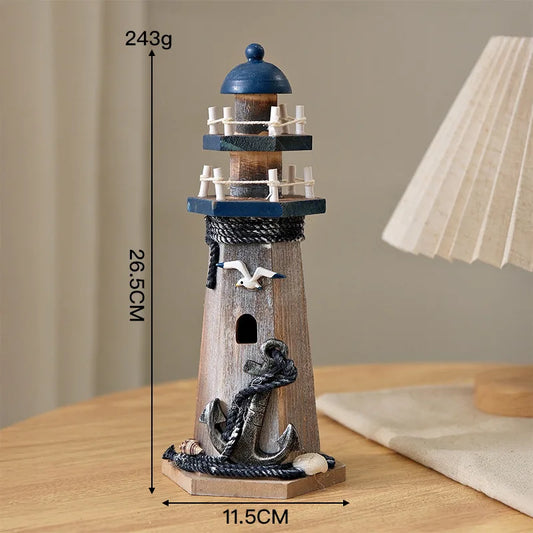 Mediterranean Wooden Lighthouse Decor
