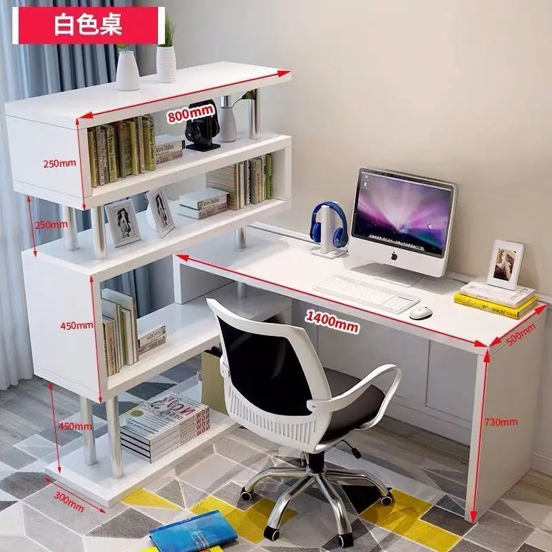 Modern L-Shaped Computer Desk with Bookshelf