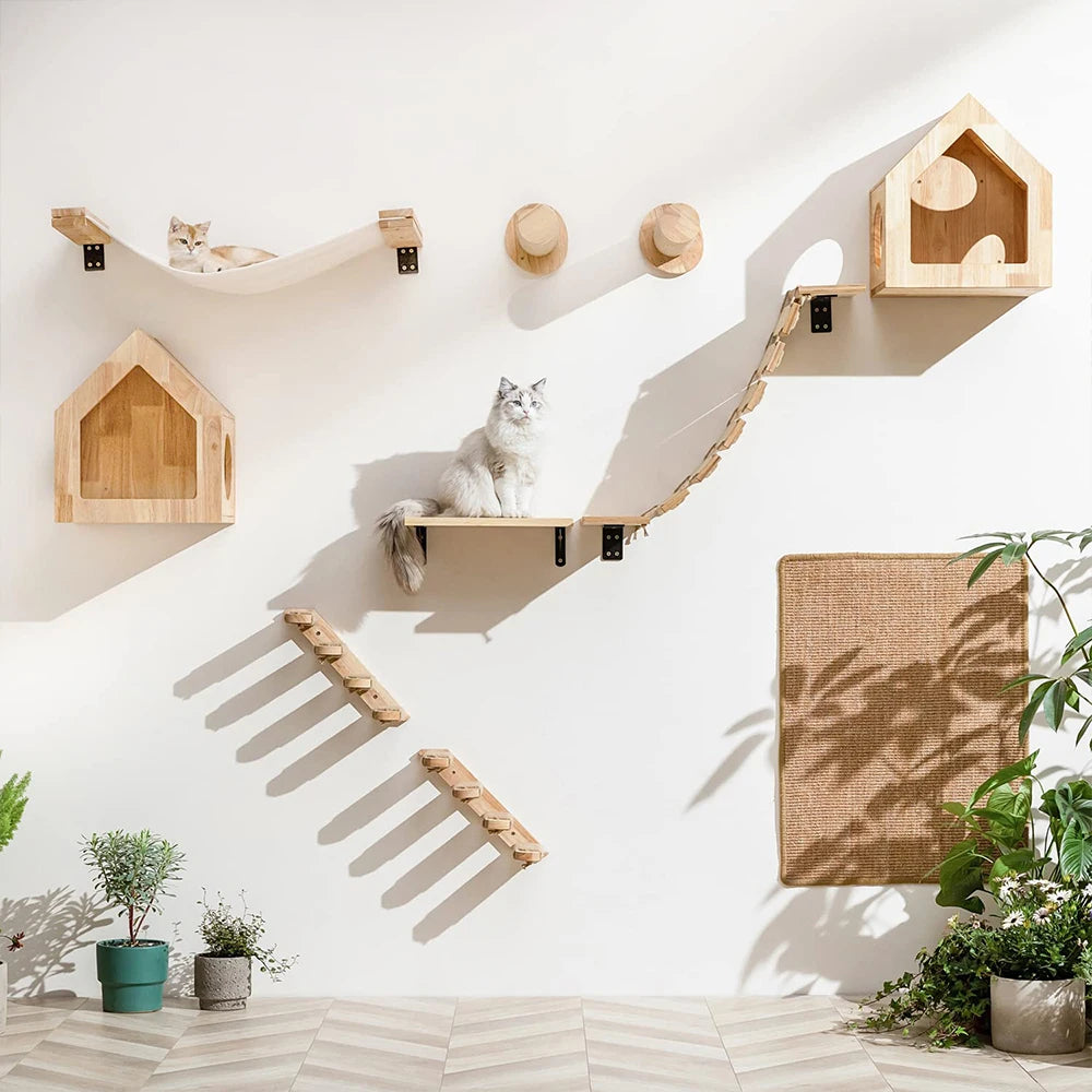 Wall Mounted Cat Climbing Shelf & Scratcher