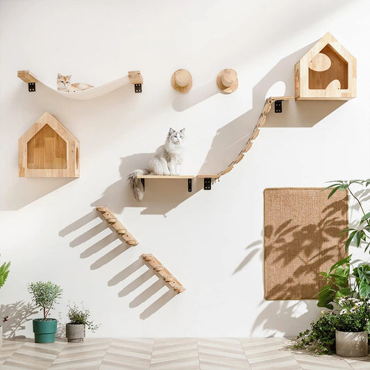 Wall Mounted Cat Climbing Shelf & Scratcher