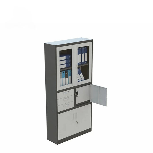 3 Drawer Office Storage Cabinet with Glass Doors