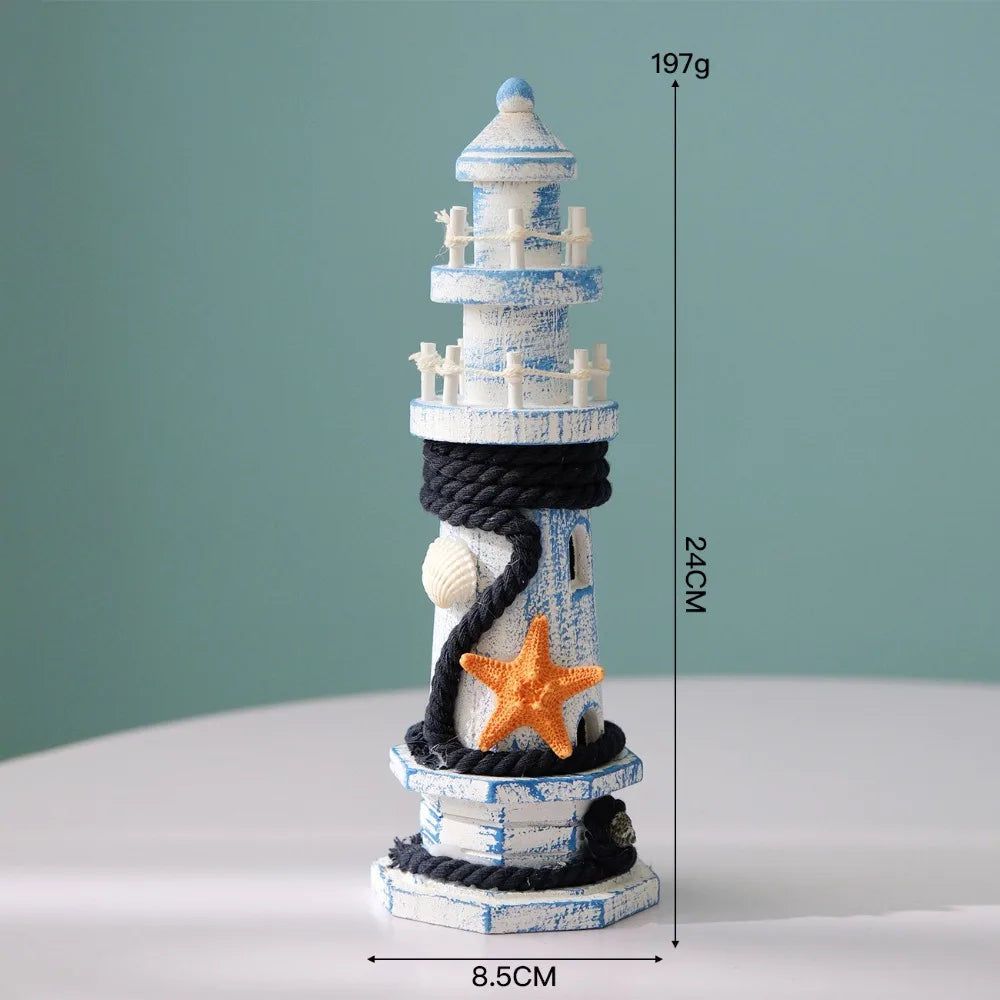 Mediterranean Wooden Lighthouse Decor