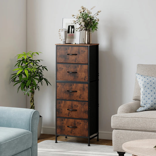 5-Drawer Fabric Dresser & Nightstand