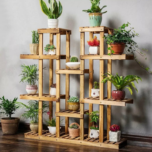 Multi-Tier Wooden Plant Stand