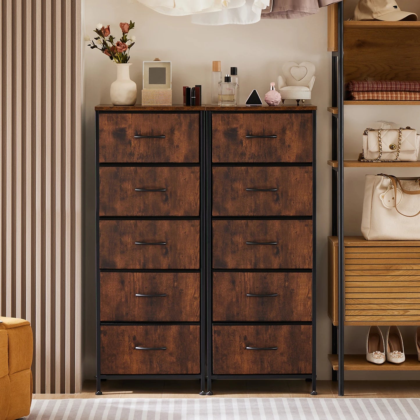 5-Drawer Fabric Dresser & Nightstand