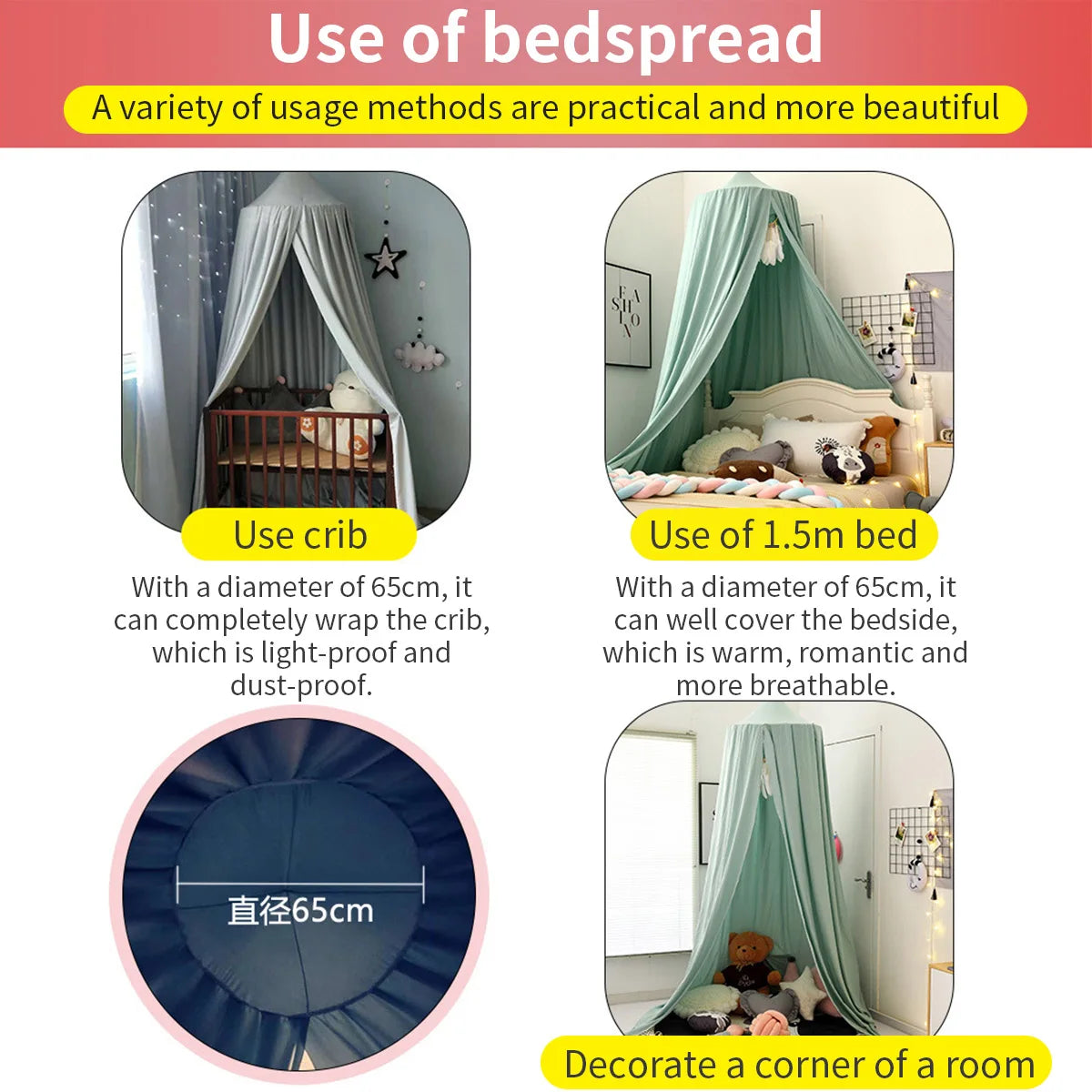Kids Bed Canopy with Mosquito Net