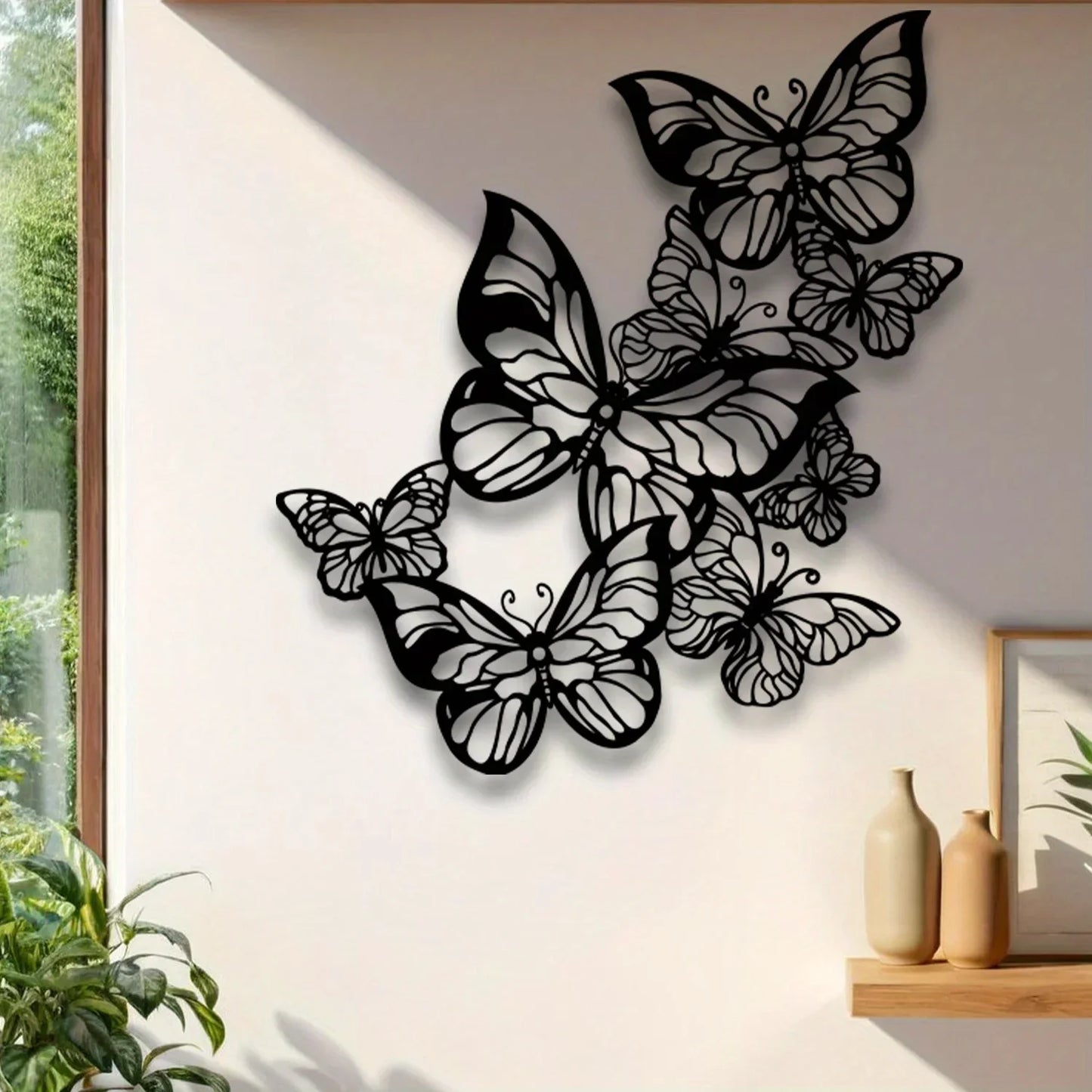 Black & White Butterfly Metal Wall Art Decor