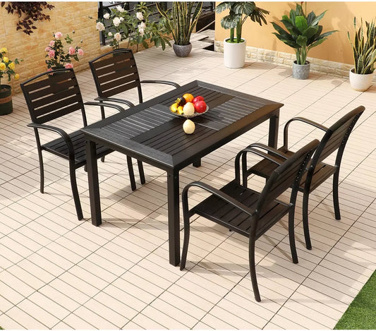120cm Outdoor Dining Table with Wood-Plastic Top