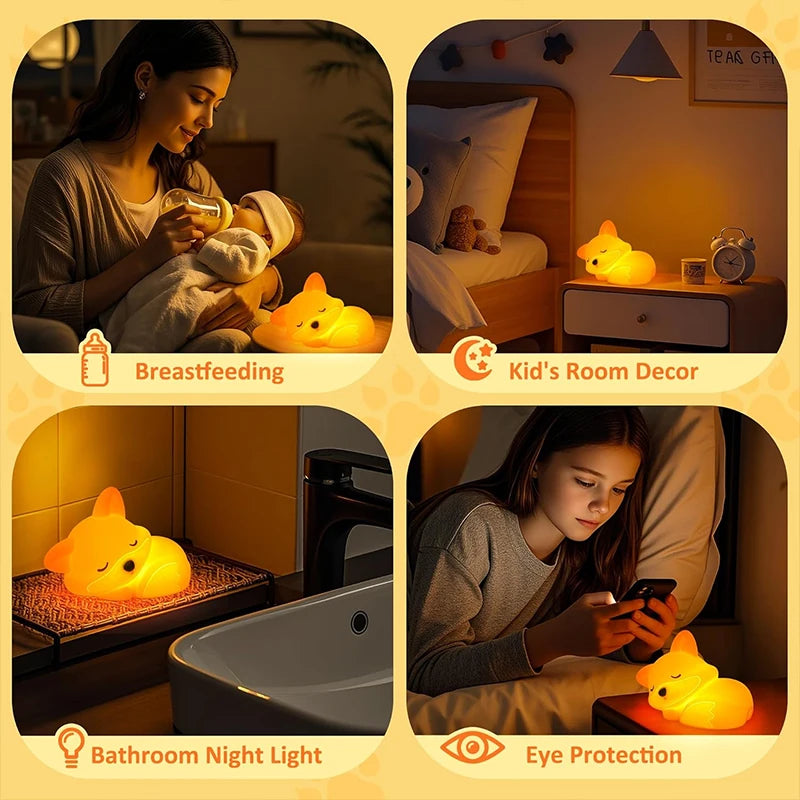 Cute Fox Silicone Night Light Lamp