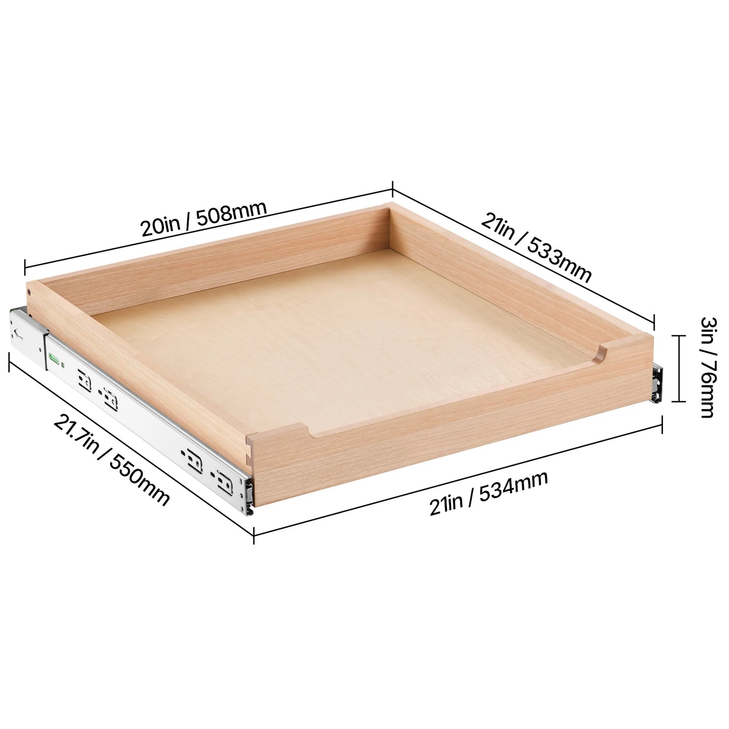 Pull-Out Cabinet Organizer with Soft-Close Wood Drawer