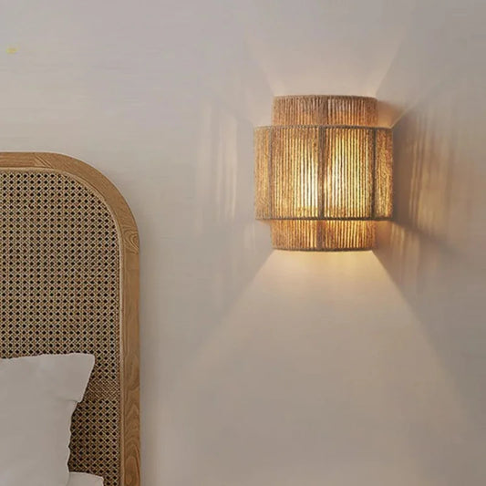Retro Rattan Wall Lamp