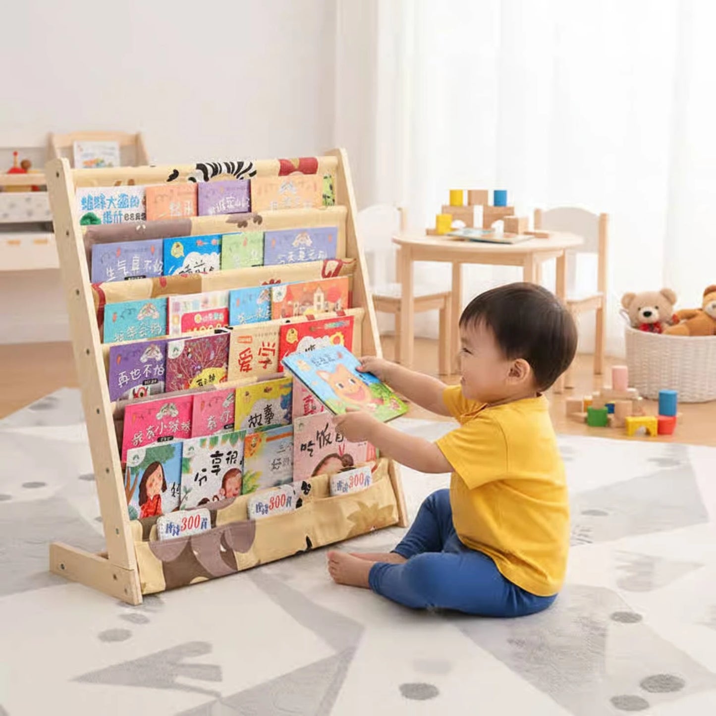 Solid Wood Kids Picture Book Rack