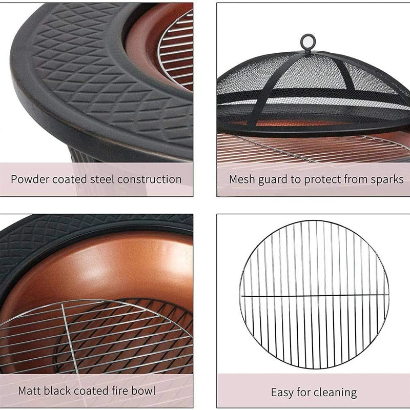 32-Inch Wood Burning Fire Pit with BBQ Grill