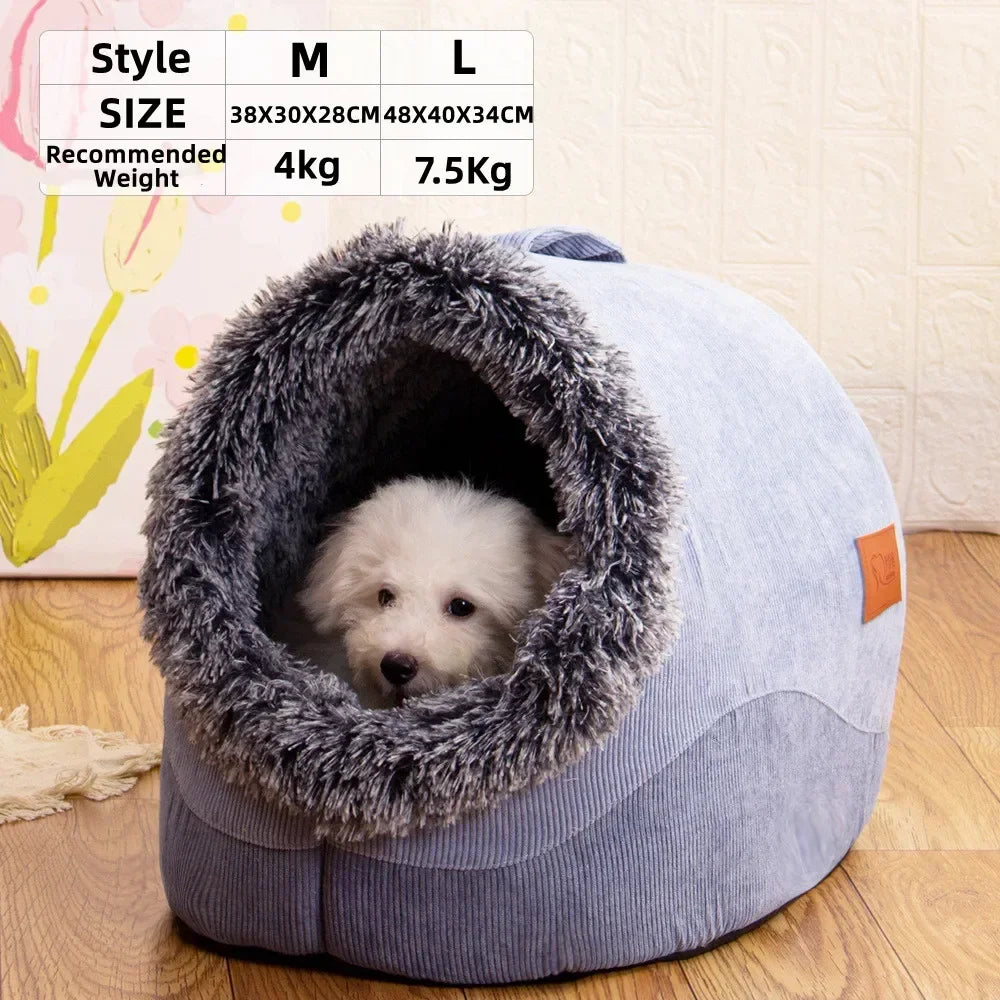 Plush Pet Cave Bed for Cats & Small Dogs