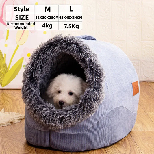 Plush Pet Cave Bed for Cats & Small Dogs