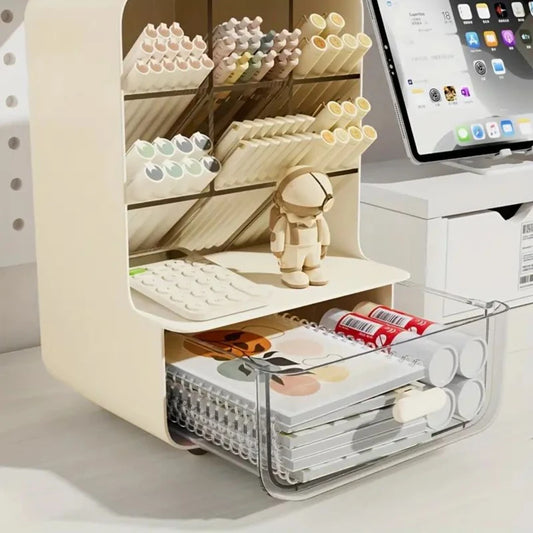 Multi-Layer Desk Organizer Large Capacity Pencil Holder Storage Box