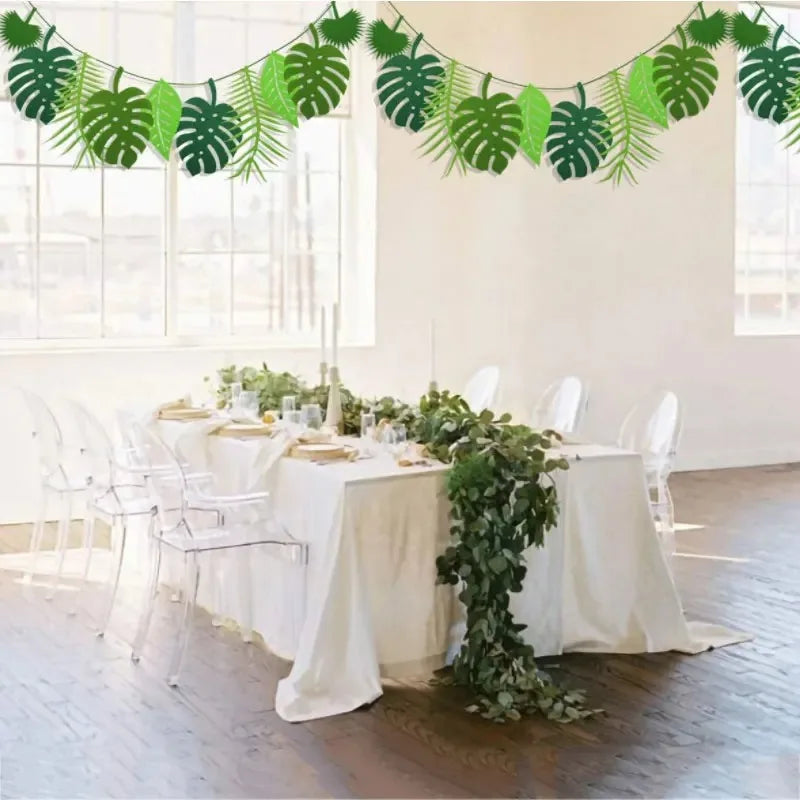 Tropical Turtle Leaf Banner Luau Party Garland
