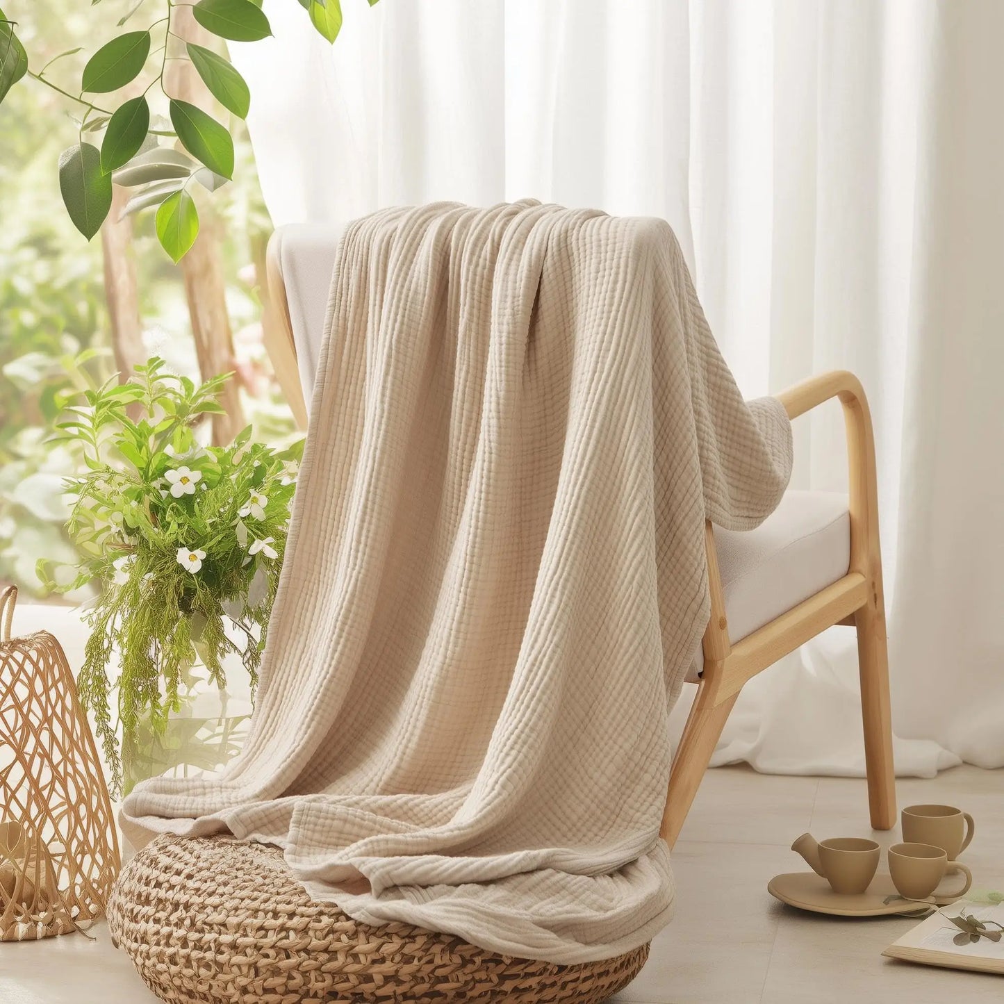 Lightweight All-Season Throw Blanket