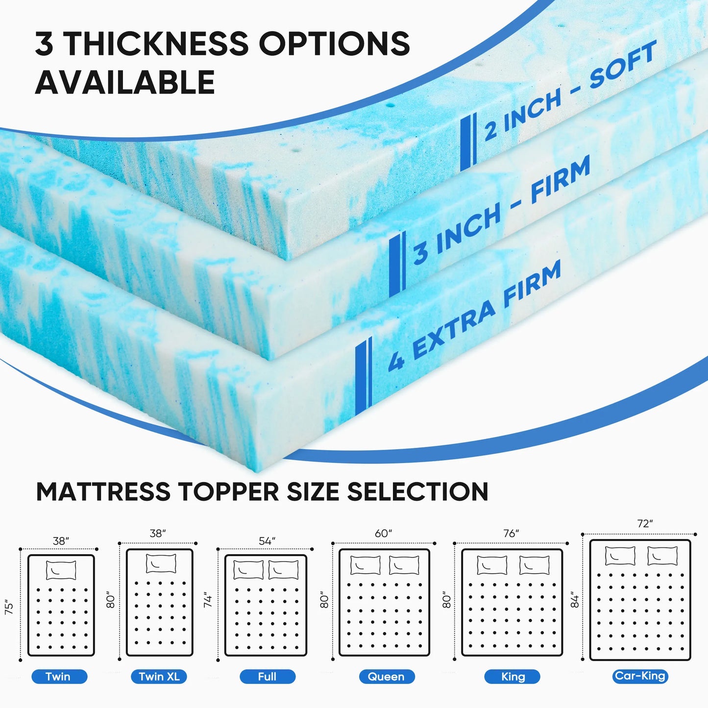 Gel Memory Foam King Mattress Topper