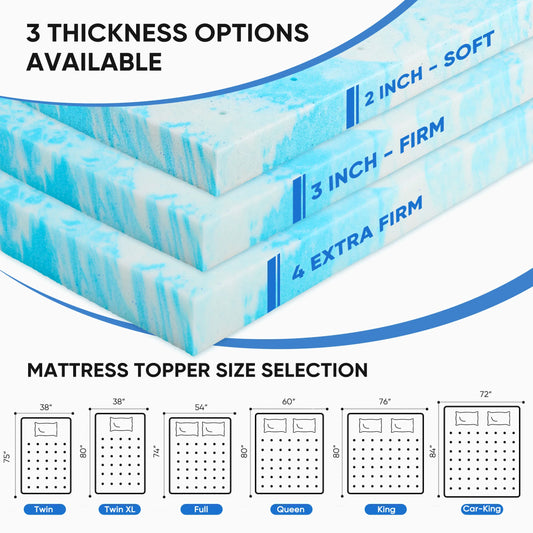 Gel Memory Foam King Mattress Topper