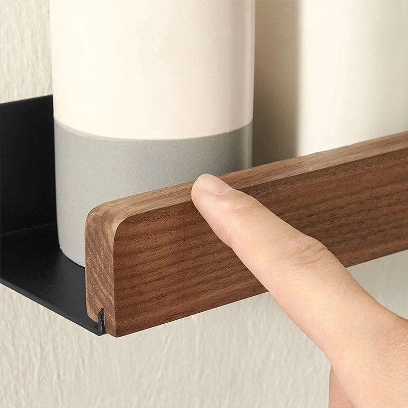 No-Drill Solid Wood Bathroom Shelf