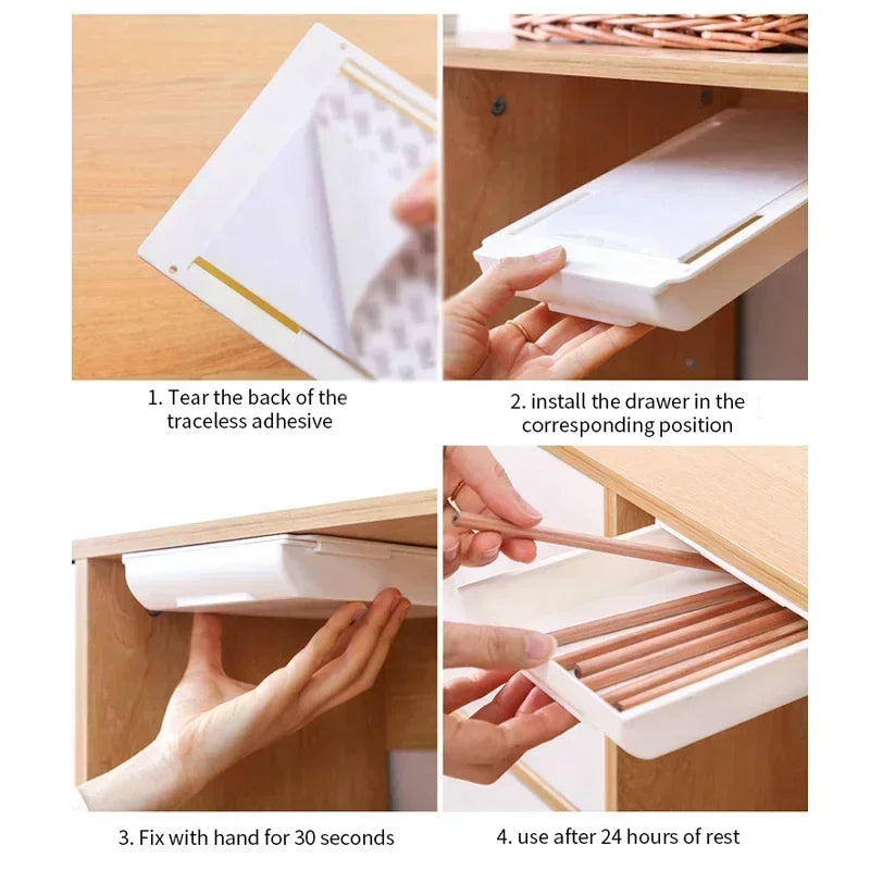 Hidden Under Desk Drawer Organizer
