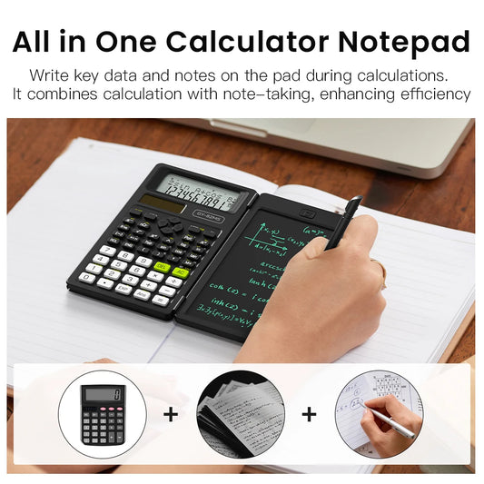 Scientific Calculator with Writing Tablet Foldable