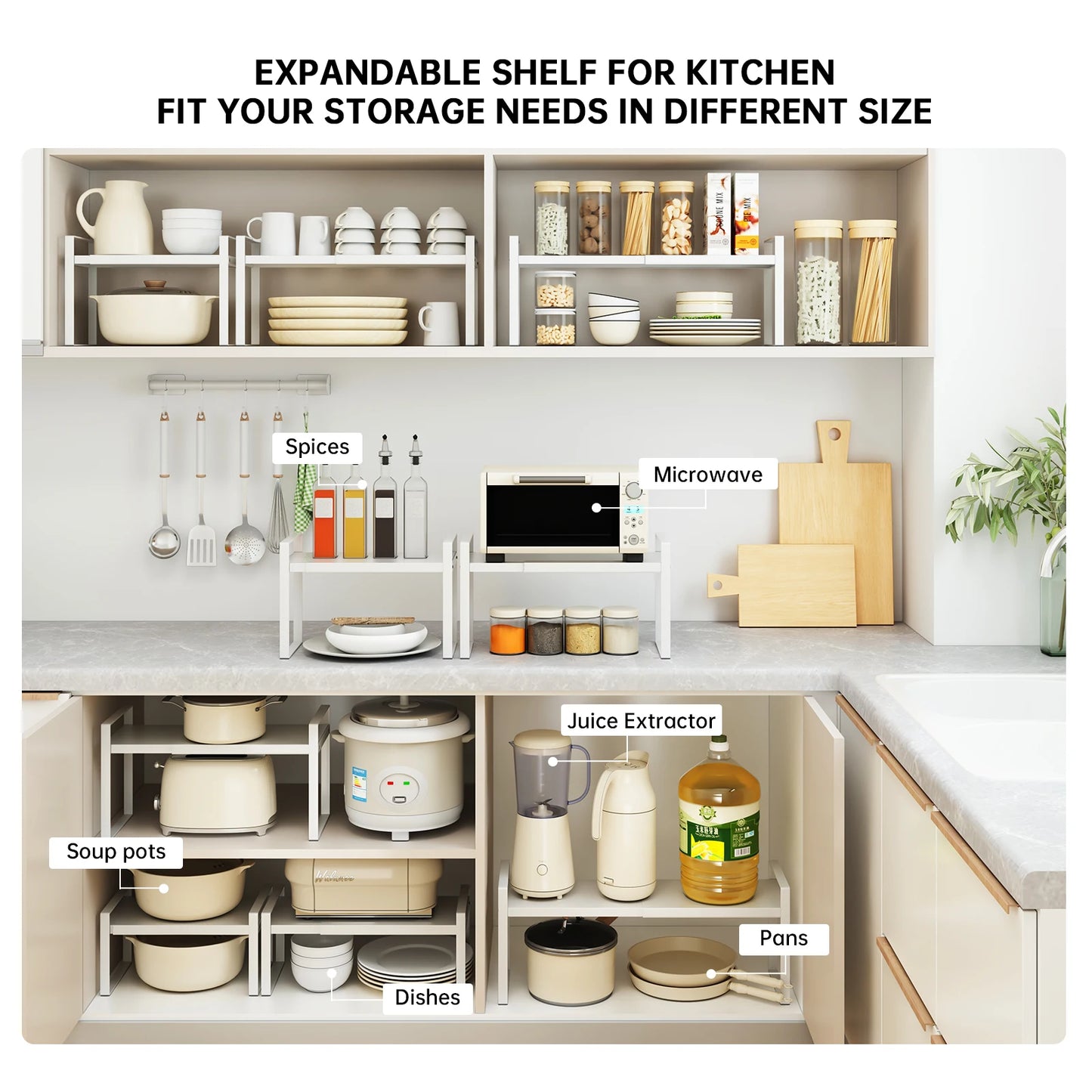 Adjustable Under Sink & Cabinet Storage Rack