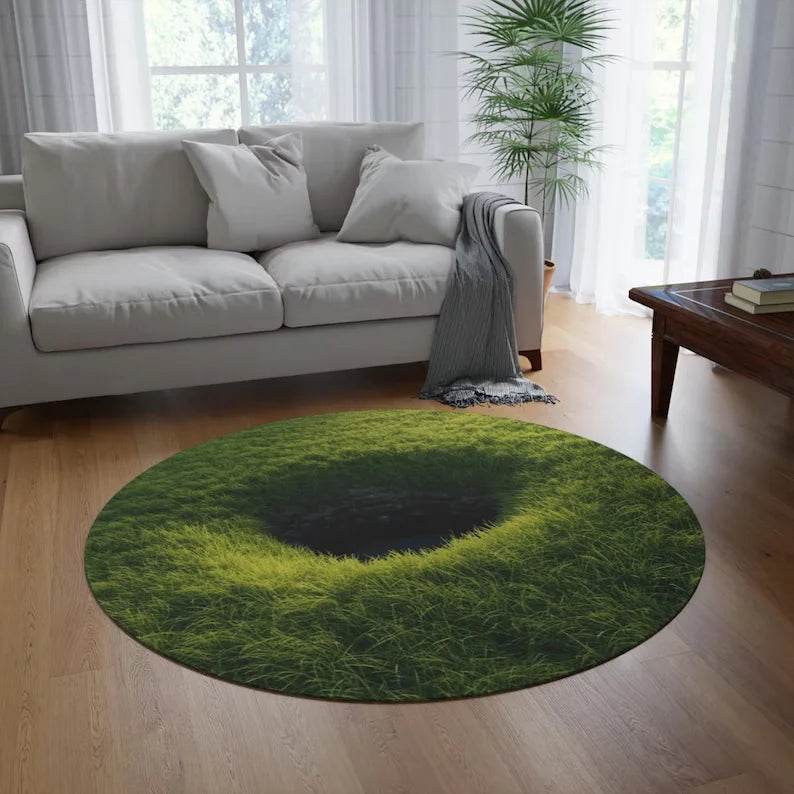 Realistic Grass Pattern Round Rug