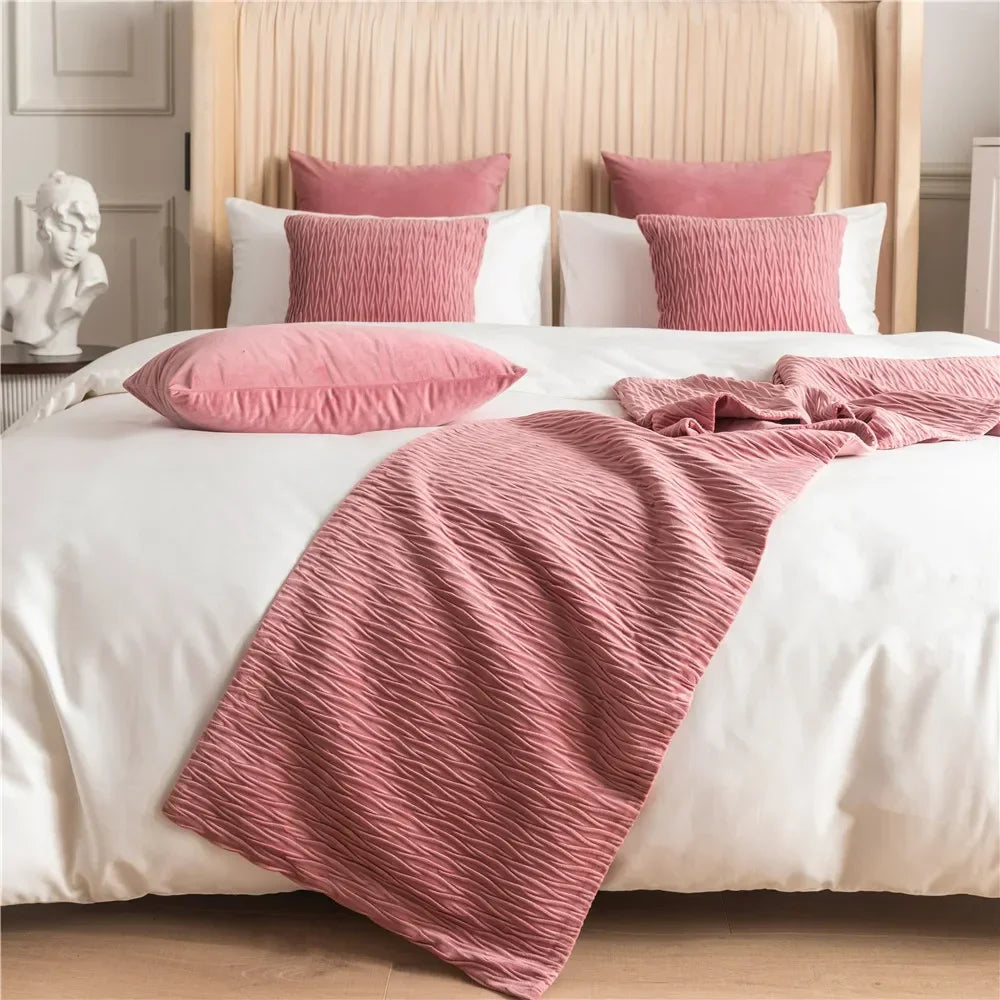 Luxury Velvet Geometric Bed Runner