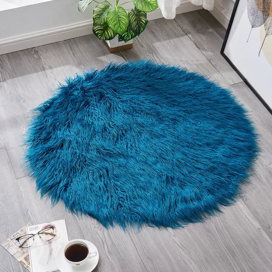 Round Shaggy Faux Rug