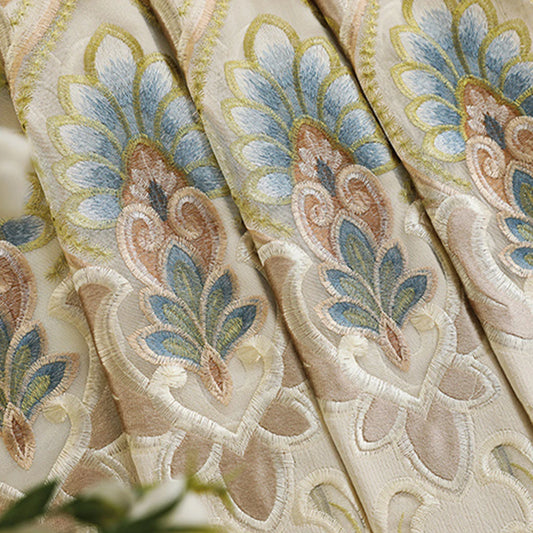 Luxury Embroidered Curtain Set with Sheer Panels