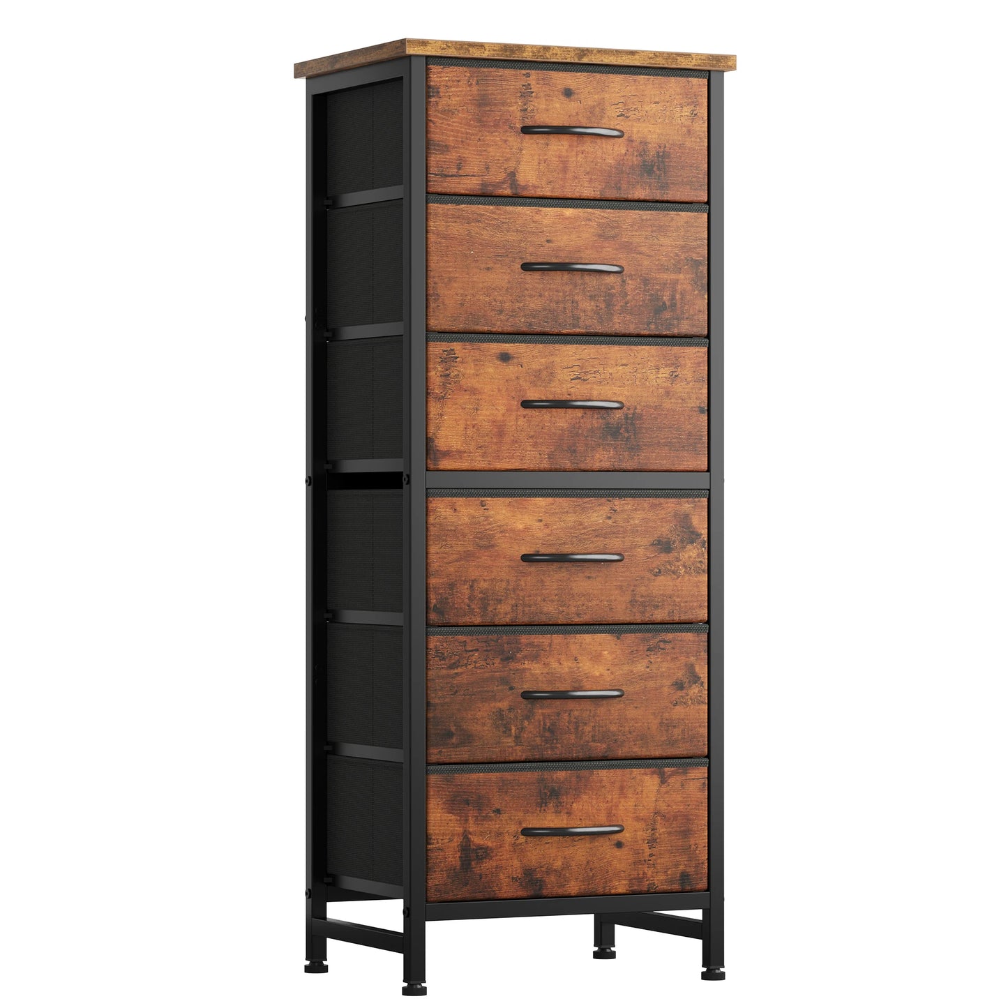 6-Drawer Fabric Dresser with Wood Top